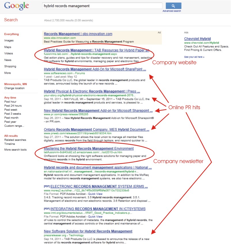 TAB Hybrid Records Management Search Results