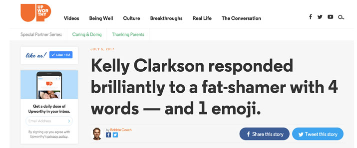 Kelly Clarkson fat-shaming story