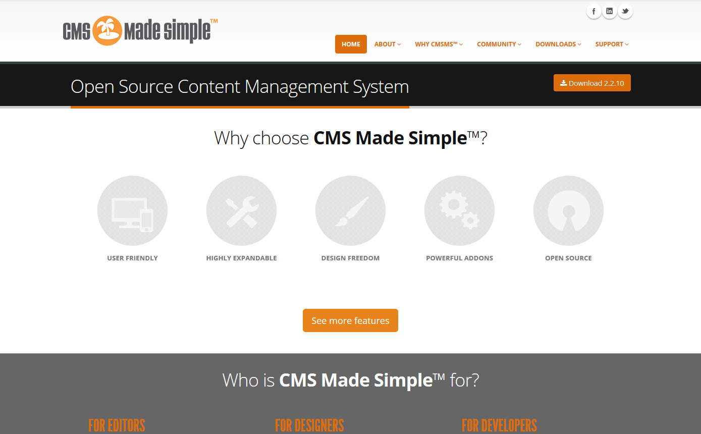 Source content php content. Cms made simple. Cms.