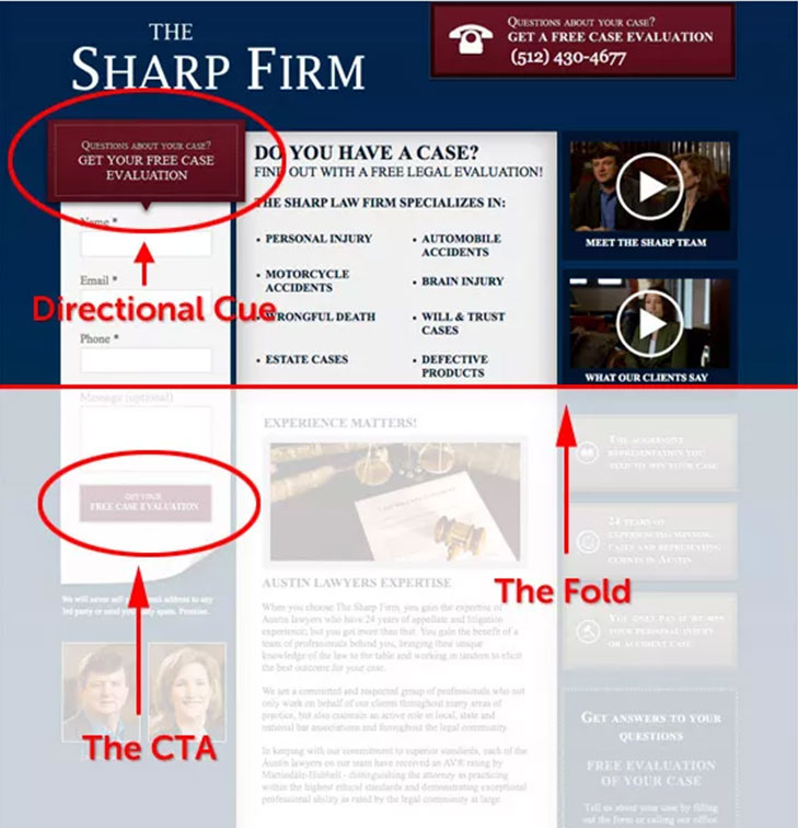 CTA above the fold example