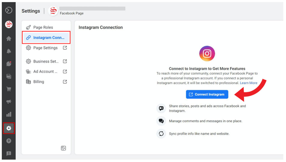 Connecting Instagram and Facebook accounts