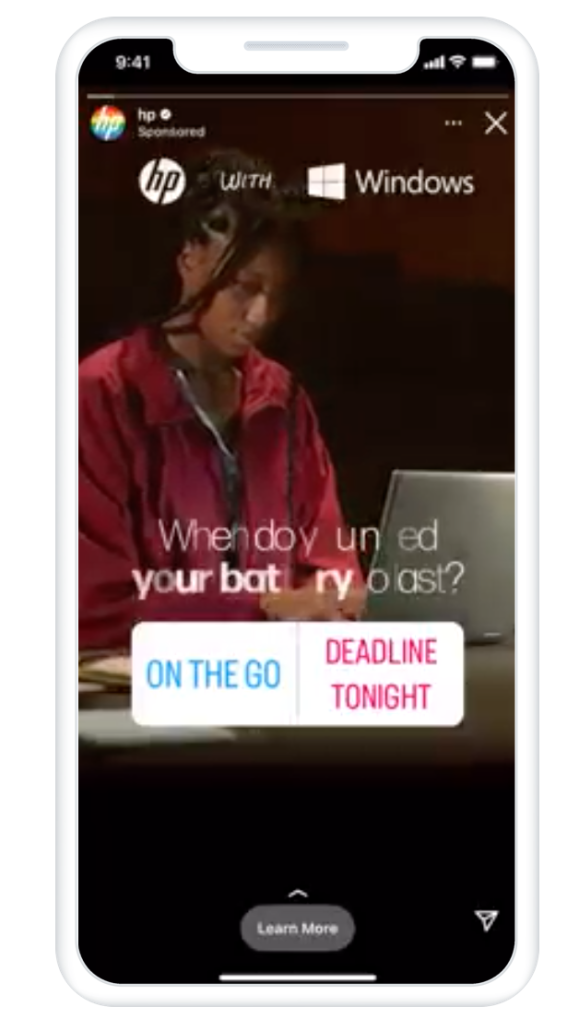HP laptop ad on Instagram