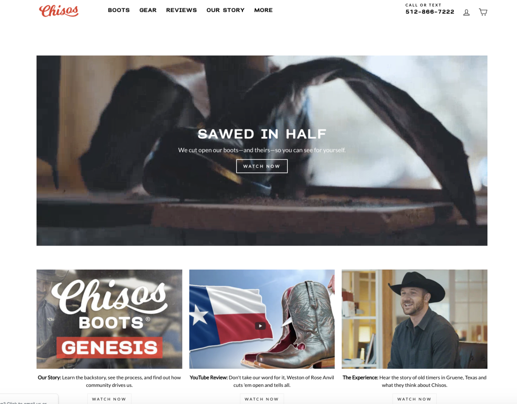 Chisos boots visual story page