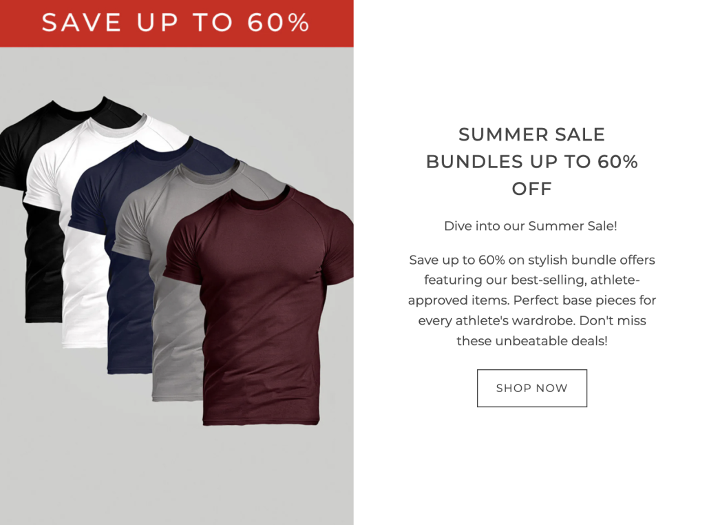 Tailored Athlete summer sale promotional banner example