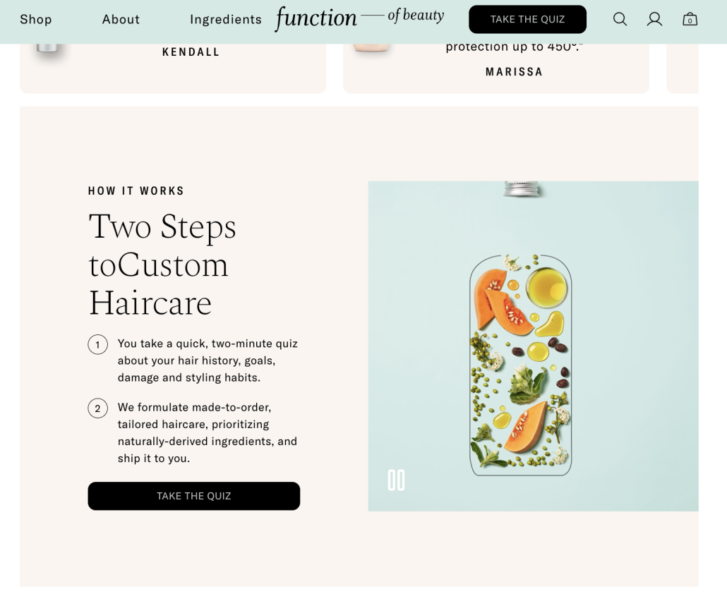 How Function of Beauty uses an interactive quiz to simplify shopping