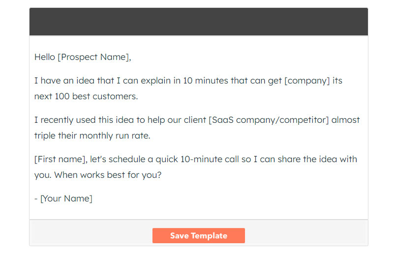 Effective B2B cold email template example
